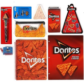 Doritos Journaling Set - Cute Stationary Set for Girls & Boys with Decal Stickers, Spirals, Notebook, Folder, Key chain, Pen, Eraser and Pencil Case