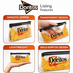 Doritos 2 Pack Clear Pencil Case with Zipper, Cute Plastic Clear Kids Pencil Case Pouch for School, College