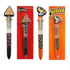Doritos & Cheetos Multicolor Pen in one with Topper - Multi Color Pens for School, Retractable Ballpoint Pen Perfect for Birthdays 10 Colors