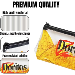 Doritos 2 Pack Clear Pencil Case with Zipper, Cute Plastic Clear Kids Pencil Case Pouch for School, College